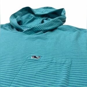 Vineyard Vines EDGARTOWN Home of V.V.
Men SIze S  Teal Striped Hoodie Pullover